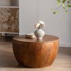 31.50"Vintage Style Bucket Shaped Coffee Table with storage function, for Office, Dining Room and Living Room, Brown