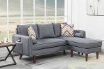 Mia Gray Sectional Sofa Chaise with USB Charger & Pillows