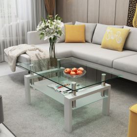 White Coffee Table, Clear Coffee Table,Modern Side Center Tables for Living Room, Living Room Furniture