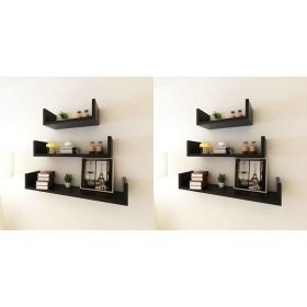 Wall Shelves 6 pcs Black