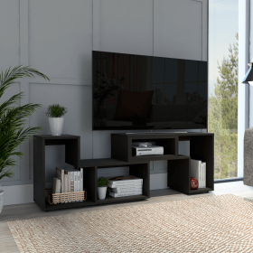 Extendable TV Stand Houston, Multiple Shelves, Black Wengue Finish