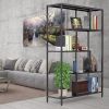 5-Tier Metal Industrial Bookshelf - 59in Height, 39in Width,Rustic Black Display Shelves,Bookcase for Living Room, Bedroom, Kitchen, Office,Farmhouse