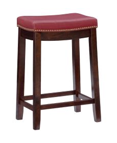 Claridge 26" Backless Indoor Counter Stool, Dark Brown with Red Faux Leather, Includes 1 Stool