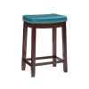 Claridge 26" Backless Indoor Counter Stool, Dark Brown with Blue Faux Leather, Includes 1 Stool