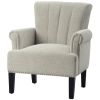 Accent Rivet Tufted Polyester Armchair ,Cream