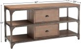 Gorden TV Stand in Weathered Oak & Antique Silver 91504