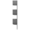 Wall Corner Shelf Gray 7.5"x7.5"x48.4" Engineered Wood