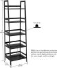 Ladder Shelf, 5 Tier Black Bookshelf, Modern Open Bookcase for Bedroom, Living Room, Office, Black