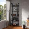 Ladder Shelf, 5 Tier Black Bookshelf, Modern Open Bookcase for Bedroom, Living Room, Office, Black