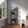 Bookshelf, Ladder Shelf, 4 Tier Tall Bookcase, Modern Open Book Case for Bedroom, Living Room, Office (Black)