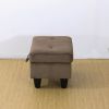 Brown Corduroy Fabric Living Room Sectional Ottoman