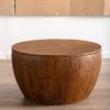 31.50"Vintage Style Bucket Shaped Coffee Table with storage function, for Office, Dining Room and Living Room, Brown