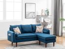 Mia Blue Sectional Sofa Chaise with USB Charger & Pillows