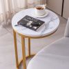 Modern C-shaped end/side table,Golden metal frame with round marble color top-15.75"