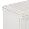 TREXM Storage Bench with 2 Drawers and 2 Cabinets, Shoe Bench with Removable Cushion for Living Room, Entryway (White)