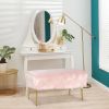 Upholstered Faux Fur Vanity Stool with Golden Legs for Makeup Room