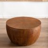 31.50"Vintage Style Bucket Shaped Coffee Table with storage function, for Office, Dining Room and Living Room, Brown