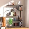 5-Tier Metal Industrial Bookshelf - 59in Height, 39in Width,Rustic Black Display Shelves,Bookcase for Living Room, Bedroom, Kitchen, Office,Farmhouse