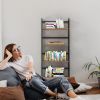 Bookshelf, Ladder Shelf, 4 Tier Tall Bookcase, Modern Open Book Case for Bedroom, Living Room, Office (Brown)