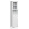 FCH MDF Spray Paint Upper And Lower 2 Doors 1 Pumping 1 Shelf Bathroom Cabinet White