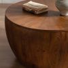 31.50"Vintage Style Bucket Shaped Coffee Table with storage function, for Office, Dining Room and Living Room, Brown