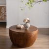 31.50"Vintage Style Bucket Shaped Coffee Table with storage function, for Office, Dining Room and Living Room, Brown