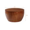 31.50"Vintage Style Bucket Shaped Coffee Table with storage function, for Office, Dining Room and Living Room, Brown