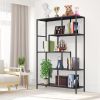 5-Tier Metal Industrial Bookshelf - 59in Height, 39in Width,Rustic Black Display Shelves,Bookcase for Living Room, Bedroom, Kitchen, Office,Farmhouse