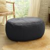 Jaxx Ellis Ottoman Shearling Faux-Lamb Plush Pouf for Modern Interior Design, Oval, Black