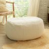 Jaxx Ellis Ottoman Shearling Faux-Lamb Plush Pouf for Modern Interior Design, Oval, Cloud