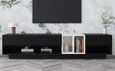 ON-TREND Sleek and Stylish TV Stand with Perfect Storage Solution, Two-tone Media Console for TVs Up to 80'', Functional TV Cabinet with Versatile Com