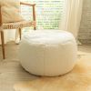 Jaxx Ellis Ottoman Shearling Faux-Lamb Plush Pouf for Modern Interior Design, Large, Cloud