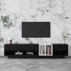 ON-TREND Sleek and Stylish TV Stand with Perfect Storage Solution, Two-tone Media Console for TVs Up to 80'', Functional TV Cabinet with Versatile Com