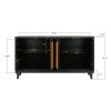 Handcrafted Premium Grain Panels,Rattan Sideboard Buffer Cabinet,Accent Storage Cabinet With 4 Rattan Doors, Modern Storage Cupboard Console Table wit