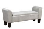 Mila Gray Velvet Ottoman Bench with Storage