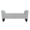 Mila Gray Velvet Ottoman Bench with Storage