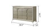 Samantha Modern Style 6-Drawer Dresser Made with Wood & Mirrored Accents