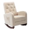 Baby Room High Back Rocking Chair Nursery Chair , Comfortable Rocker Fabric Padded Seat ,Modern High Back Armchair