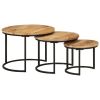 Nesting Tables 3 pcs Solid Rough Wood Mango