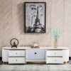 White Sintered Stone TV Stand, Media Console Television Table for Living Room and Bedroom