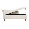 Beige Chaise Lounge Indoor,Velvet Lounge Chair for Bedroom with Storage & Pillow,Modern Upholstered Rolled Arm Chase Lounge for Sleeping with Nailhead