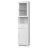 FCH MDF Spray Paint Upper And Lower 2 Doors 1 Pumping 1 Shelf Bathroom Cabinet White