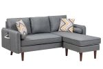 Mia Gray Sectional Sofa Chaise with USB Charger & Pillows