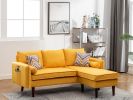 Mia Yellow Sectional Sofa Chaise with USB Charger & Pillows