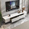 Modern 70.9" TV Stand with Drawers Line Media Console with Black Metal Legs