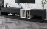 ON-TREND Sleek and Stylish TV Stand with Perfect Storage Solution, Two-tone Media Console for TVs Up to 80'', Functional TV Cabinet with Versatile Com