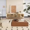 Modern White TV Stand, Minimallist Entertainment Center with 5 Cabinets, Wood Foot Legs