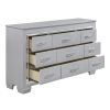 Modern Glam Silver Finish 1pc Nine Drawers Dresser Faux Alligator Textured Drawers Fronts Faux Crystals Wooden Bedroom Furniture