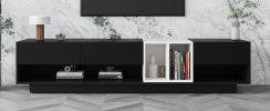 ON-TREND Sleek and Stylish TV Stand with Perfect Storage Solution, Two-tone Media Console for TVs Up to 80'', Functional TV Cabinet with Versatile Com