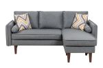 Mia Gray Sectional Sofa Chaise with USB Charger & Pillows